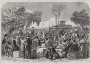 Der Krieg in Amerika, Ankunft eines Bundesdampfers mit einer Waffenstillstandsflagge in Madisonville, Lake Portchartrain