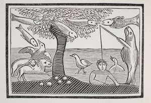 Das Wasserwunder oder Fische als Herren der Schöpfung, Illustration aus Chap-books des achtzehnten Jahrhunderts von John Ashton, veröffentlicht 1882 von English School