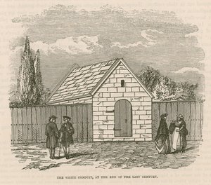 Der weiße Wasserleitungsbau des White Conduit House, Islington, London von English School