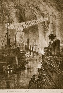 Der Bau der Schiffe: Nachtarbeit in einer der riesigen britischen Werften, 1914-19