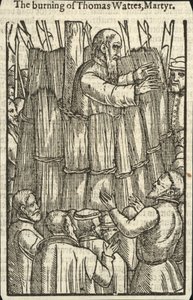 Die Verbrennung von Thomas Wattes, Märtyrer (Gravur) von English School