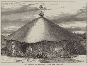 Die Kirche in Magdala nach der Eroberung (Gravur) von English School