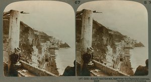 Die Küste von Amalfi und die Bucht von Salerno von einem umgebauten Kloster, stereoskopische Ansicht von English School