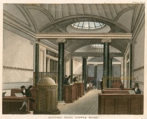 Der Kaffeeraum des Auktionshauses, St Bartholomews Lane, London von English School