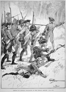 Die Niederlage und der Tod von General Edward Braddock im Indianerhinterhalt von English School