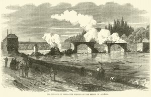 Die Verteidigung von Paris, das Brennen der Brücke von Asnieres, November 1870