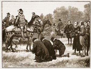 Die dissentierenden Geistlichen überreichen ihre Petition an James, Illustration aus Cassells Illustrierter Geschichte Englands von English School