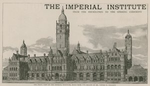 Die Vorderansicht des Imperial Institute, gebaut nach den Entwürfen von Mr Thomas E Collcutt von English School