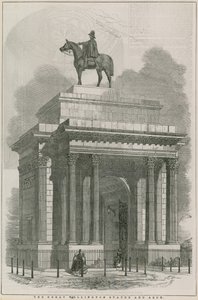 Die große Wellington-Statue und der Bogen, Hyde Park Corner, London von English School