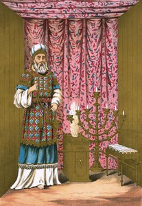 Der Hohepriester mit seinem Ephod und Brustschild im Heiligtum