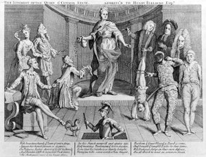 Das Urteil der Königin des gesunden Menschenverstands, adressiert an Henry Fielding Esq., 1736 von English School