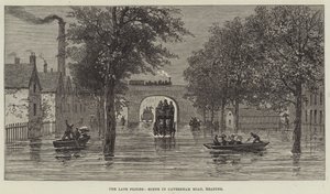 Die jüngsten Überschwemmungen, Szene in der Caversham Road, Reading (Gravur)