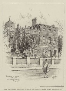 Das Haus des verstorbenen Lord Leighton in Holland Park Road, Kensington (Gravur) von English School