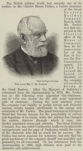 Der verstorbene Mr. C. H. Parkes (Gravur) von English School