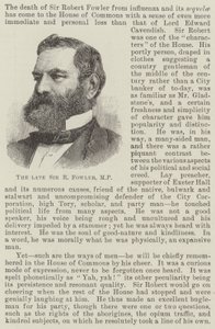 Der verstorbene Sir R Fowler, MP von English School