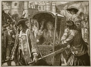 Die Menschen von Edinburgh eskortieren den Herzog von Hamilton zum Holyrood Palace, Illustration aus Cassells Illustrierter Geschichte Englands