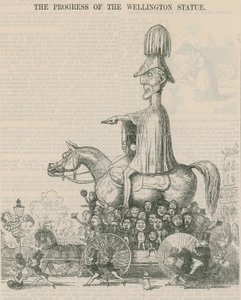 Der Fortschritt der Wellington-Statue, Karikatur von English School