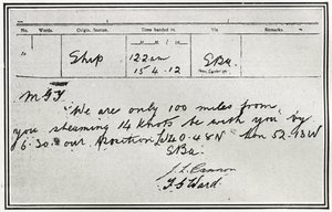 Die Antwort des russischen Dampfers Birma auf die Hilferufe der Titanic, aus 
