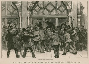 Die Unruhen im West End von London, 8. Februar 1886: Plünderung von Geschäften in Piccadilly von English School