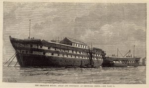 Die Pocken-Hulks, Atlas und Endymion, bei Deptford Creek von English School