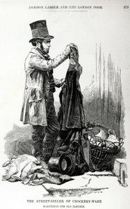 Der Straßenverkäufer von Töpferwaren im Tausch gegen alte Kleidung, ca. 1840