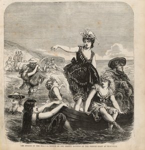 Die Sirenen des Meeres, eine Skizze der hübschen Badenden an der französischen Küste bei Trouville von English School