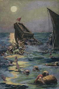 Das Wrack des Weißen Schiffs mit dem einzigen Sohn von König Heinrich I. von England, vor der Küste der Normandie von English School