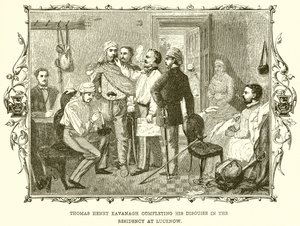 Thomas Henry Kavanagh vervollständigt seine Verkleidung in der Residenz in Lucknow von English School