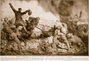 Drei Musketiere von 1916 in einem epischen Nahkampf bei Combles, 1914-19 von English School