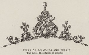 Tiara aus Diamanten und Perlen (Stich) von English School