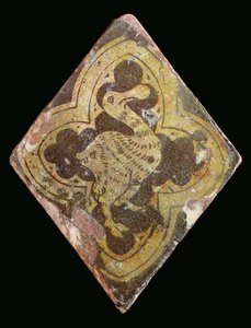 Fliese mit einem mythischen Tier, vermutlich aus der Hailes Abbey, Gloucestershire, frühes 14. Jahrhundert von English School