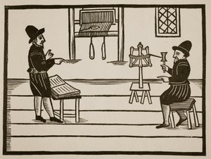 Titelseite von A True Discourse of the Two Infamous Prophets, Richard Farnham, Weaver, of White-Chapel, and John Bull, Weaver, of Saint Botolphs, Algate von T.H 1636 (Sepia-Foto) von English School