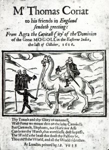 Titelseite von Thomas Coryats posthum gedrucktem Bericht über seine Reisen in Indien, veröffentlicht in London, 1618 (gedrucktes Papier & Holzschnitt) von English School
