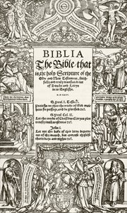 Titelseite der Coverdale-Bibel, gedruckt 1535, aus 