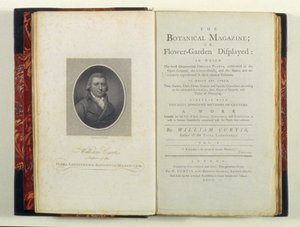 Titelseite mit Porträt von William Curtis (1749-99), aus The Botanical Magazine or Flower-Garden Displayed, von William Curtis, veröffentlicht 1790 von English School