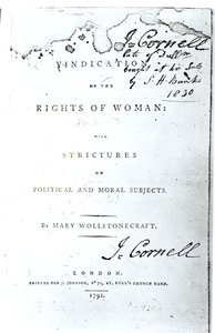 Titelseite von Vindication of the Rights of Woman von Mary Wollstonecraft, veröffentlicht 1792 von English School