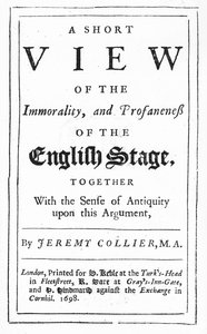 Titelseite zu A Short View of the Immorality and Profaneness of the English Stage von Jeremy Collier, 1698