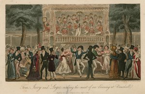 Tom, Jerry und Logic genießen einen Abend in den Vauxhall Gardens, London von English School