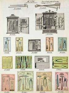 Werkzeuge und Werkzeugkästen aus einem Handelskatolog für Haushaltswaren und Einrichtungsgegenstände, ca. 1890-1910
