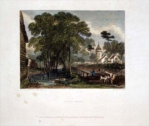 Tooting Church, Gravur von J D Harding & G Cooke von English School