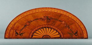 Oberseite eines Demi-Lune-Tisches, ca. 1775 (Intarsien aus Harewood und Satinwood)
