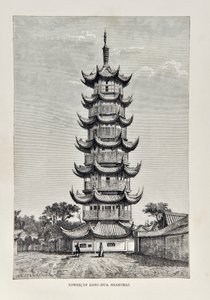 Turm von Long Hua, Shanghai, Illustration aus Die Universalgeographie, die Erde und ihre Bewohner, veröffentlicht 1878