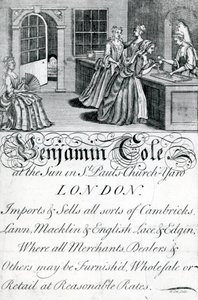 Handelskarte, Benjamin Cole, Londoner Kaufmann von English School