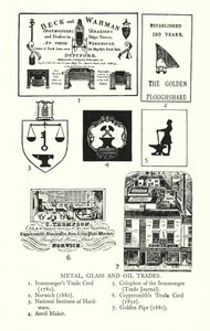 Handelsschilder: Metall-, Glas- und Ölhandel von English School