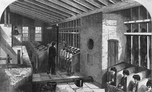Tretmühle und Eichenholzschuppen im Stadtgefängnis von Holloway, aus 