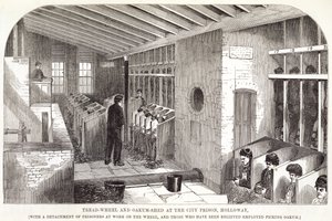 Tretmühle und Eichenumhüllung im Stadtgefängnis, Holloway, aus The Criminal Prisons of London and Scenes of Prison Life von Henry Mayhew (1812-87) und John Binny, 1862 von English School