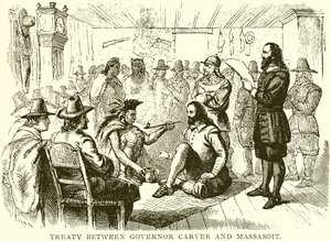 Vertrag zwischen Gouverneur Carver und Massasoit von English School