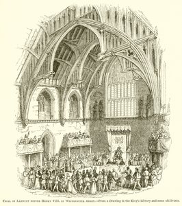Prozess gegen Lambert vor Heinrich VIII. in der Westminster Abbey von English School