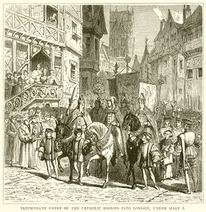 Triumphaler Einzug der katholischen Bischöfe in London unter Maria I. von English School