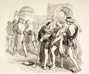 Tybalt wird von Romeo tödlich verwundet, Illustration aus Romeo und Julia, aus 